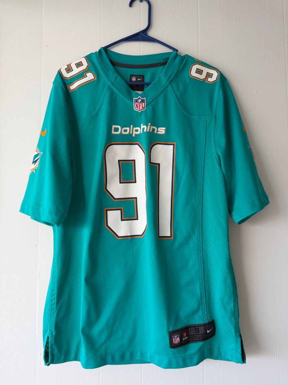 Nike Miami Dolphins #91 Teal Football Jersey